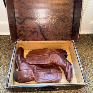 Lucchese Tan Burnished Ranch Hand Boots with Box
